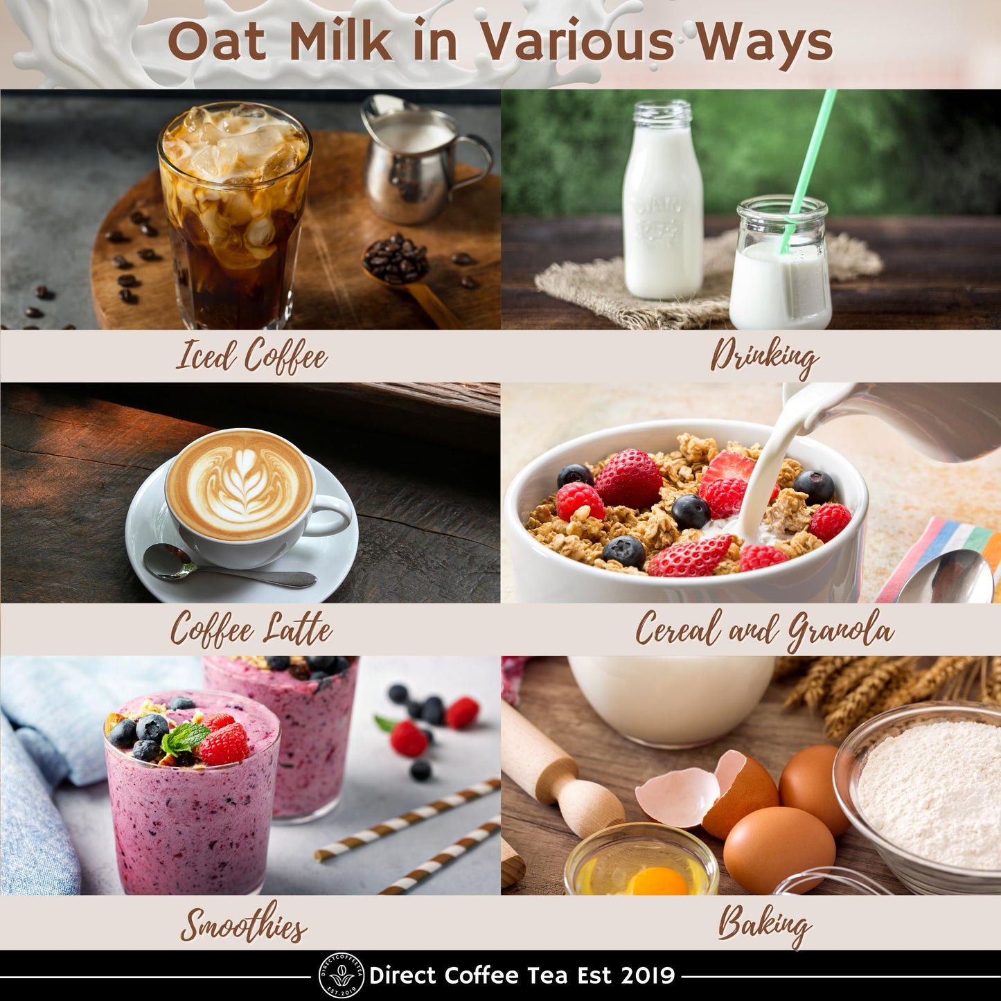 Direct Coffee Tea Est 2019 Oat Milk Value Bundle - Barista Edition, 3-Pack Non-Dairy Creamer For Coffee, Vegan, Dairy-Free & Glu