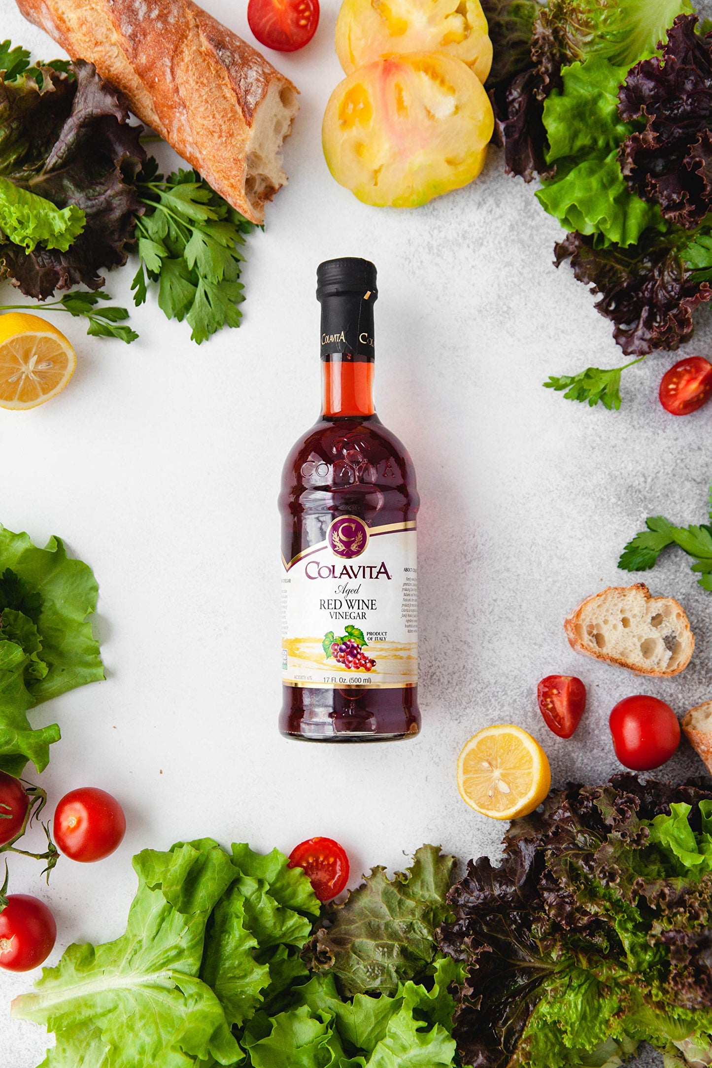 COLAVITA Aged Red Wine Vinegar, 17 Fl Oz, Pack of 12, Red Wine Vinegar