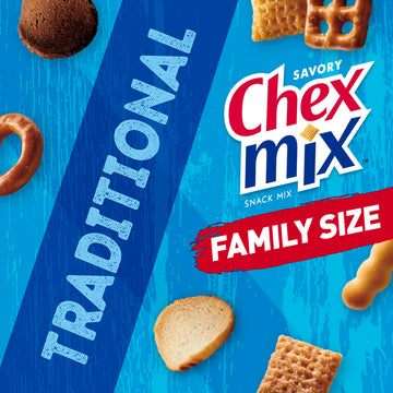 Chex Mix Traditional Savory Snack Mix, Family Size, 13.5 Oz
