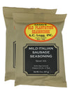 AC Legg Mild Italian Sausage Seasoning, 2 Packs of 8 Ounces Each, Perfect for Cooking and Grilling