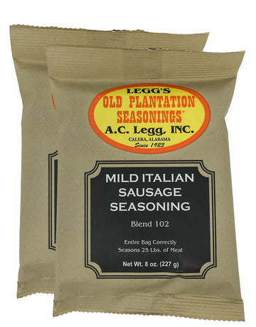 AC Legg Mild Italian Sausage Seasoning, 2 Packs of 8 Ounces Each, Perfect for Cooking and Grilling