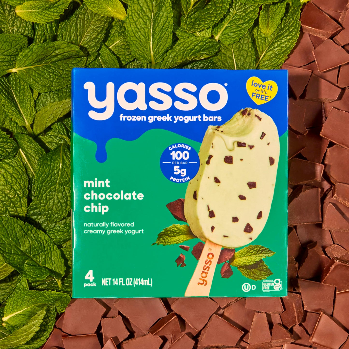 Yasso Mint Chocolate Frozen Greek Yogurt Bar, 4pk, 3.5 Fl Oz each