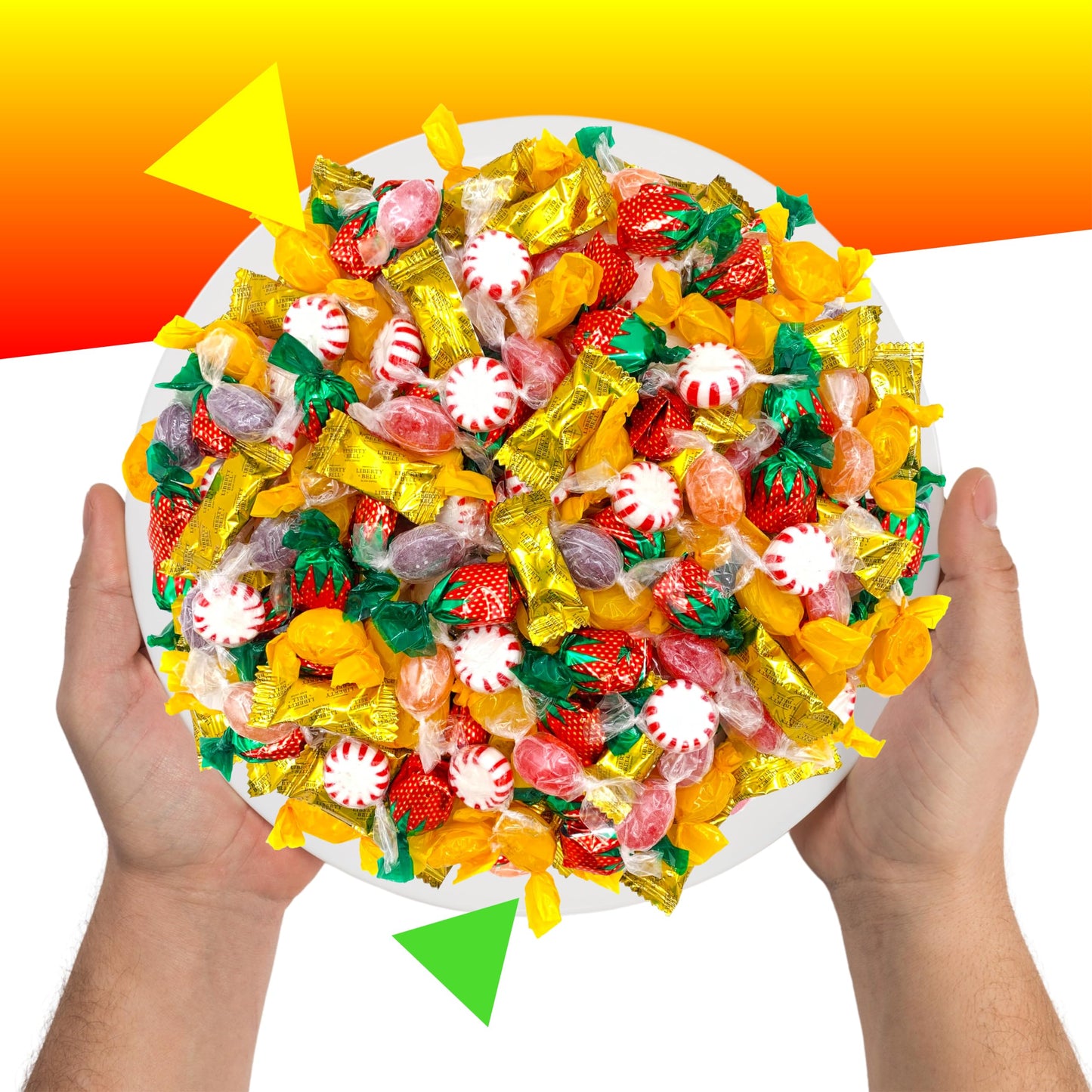 Hard Candy Assortment - Strawberry Bonbons, Starlight Mints, Butterscotch, Liberty Bell, Fruit Candy (2 Pound Bag - Approx. 160 Count)