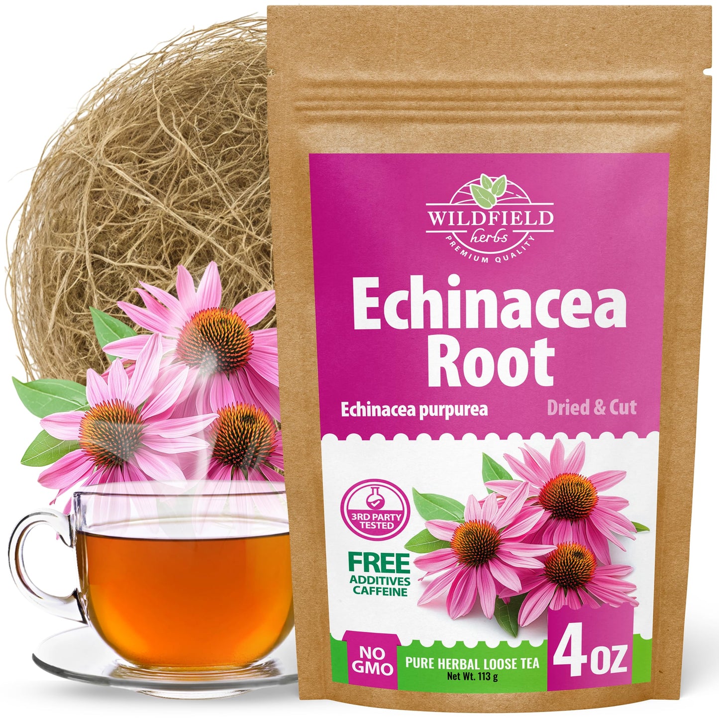4 Oz. Echinacea Root Herbal Tea (Crataegus L.) - 113G Dried Echinacea Root Tea Ra?Z De Equin?Cea