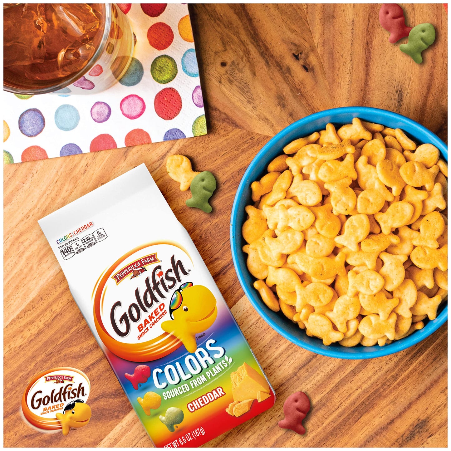Goldfish Colors Cheddar Cheese Crackers, Baked Snack Crackers, 6.6 Oz Bag (Pack Of 6)