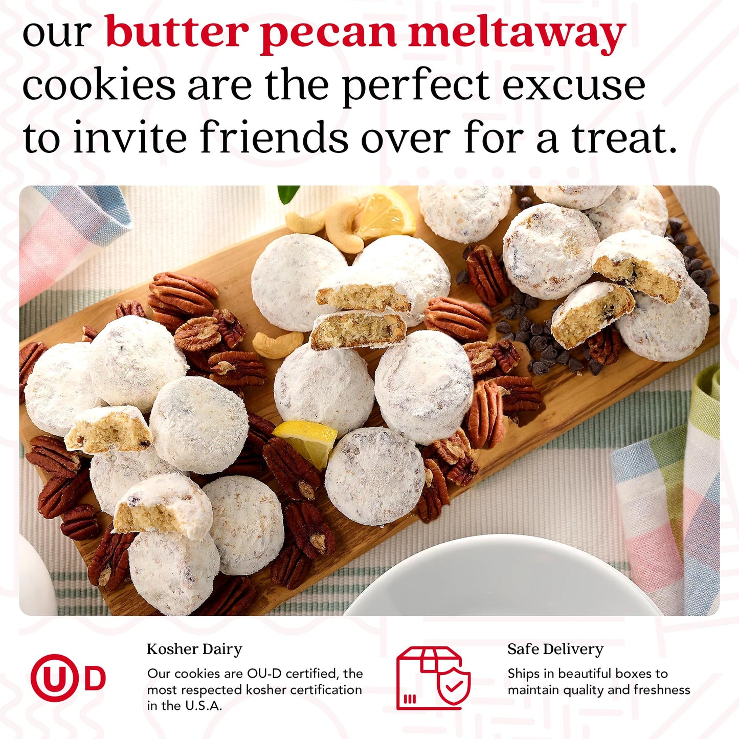 David'S Cookies Butter Pecan Meltaways Sweet Sampler Tin - Butter Cookies With Crunchy Pecans, Soft, And Melt In Your Mouth Flav