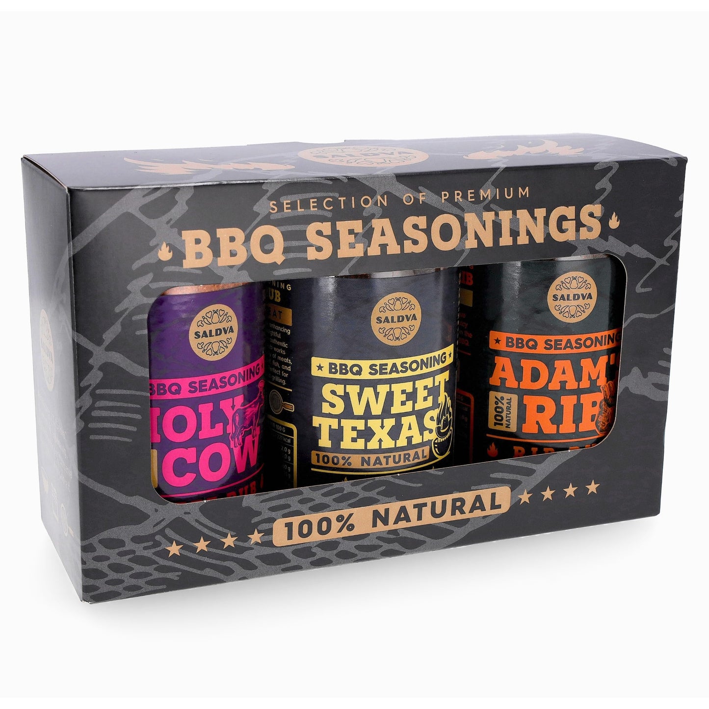 Meat Lovers S Of Enhanced Bbq Seasonings - Holy Cow, Sweet Texas & Adams Ribs Bbq Rubs | Pack Of 3 | 100% Natural | Spice Gift For Foodie