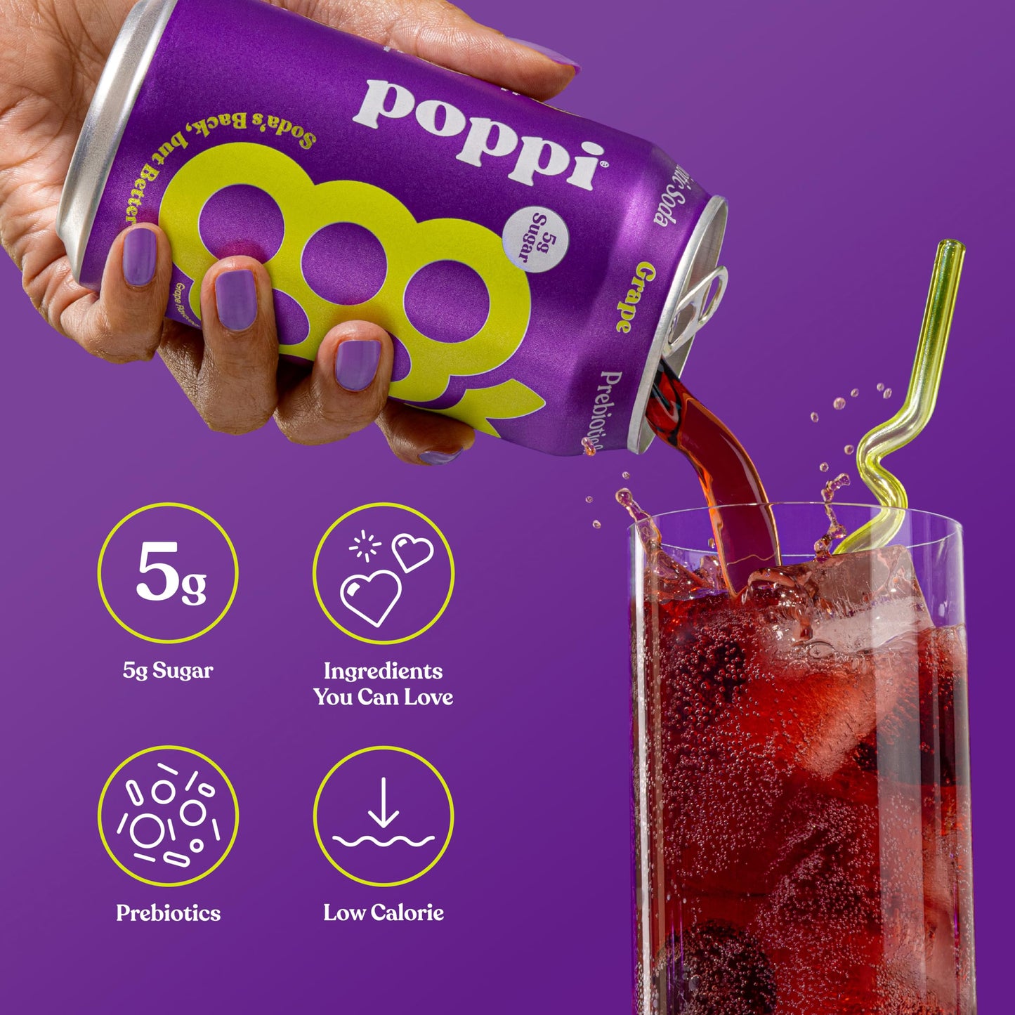 poppi Sparkling Prebiotic Soda, G  Flavor, 12 Fl Oz (Pack of 12)