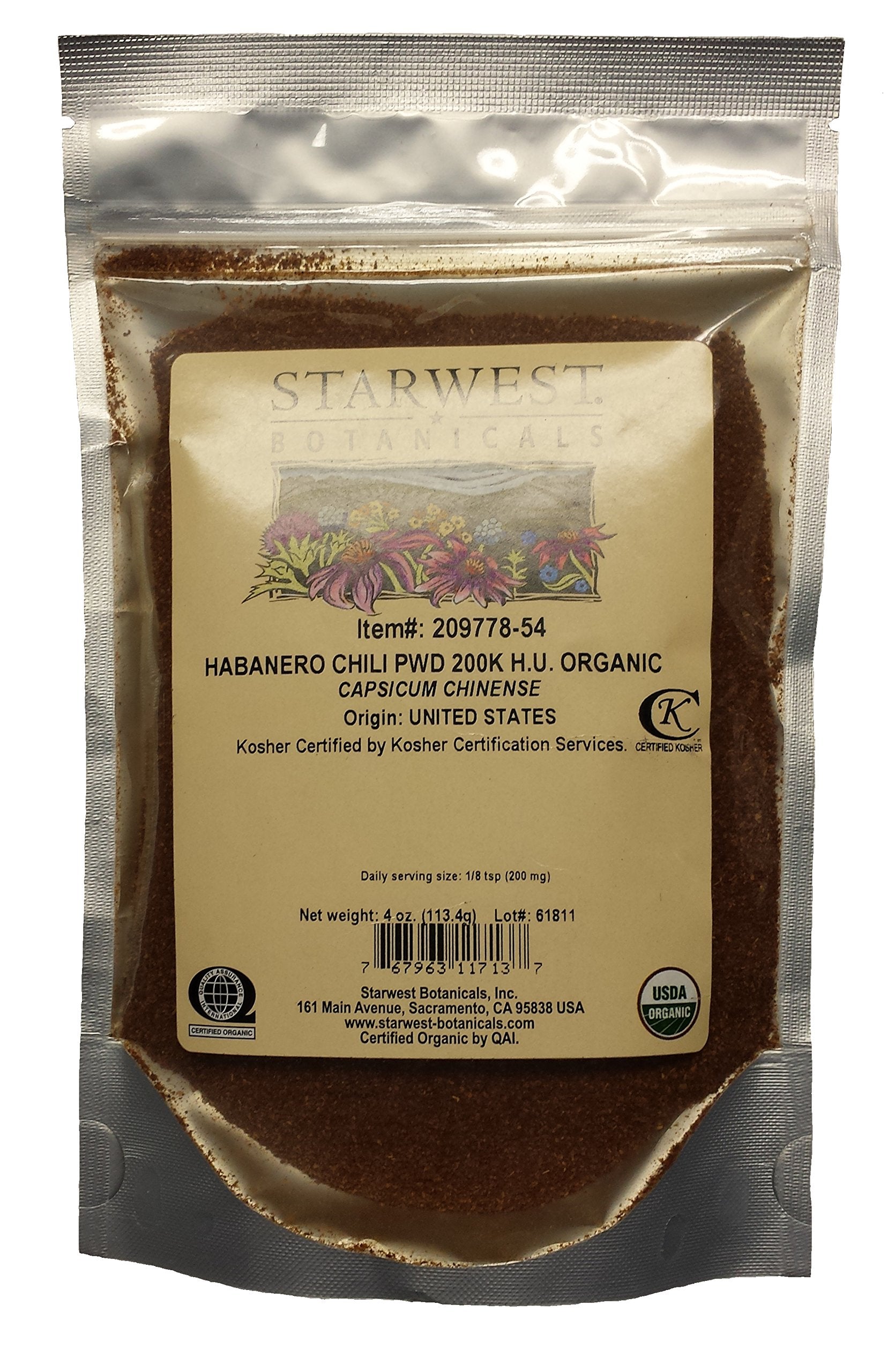 Starwest Botanicals Organic Habanero Chili Powder 200K H.U.