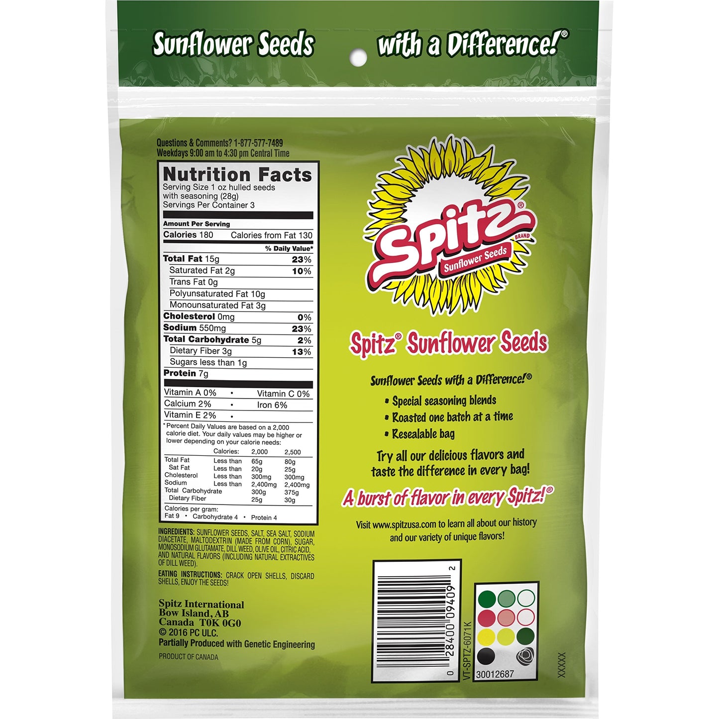 Spitz Dill Pickle Flavored Sunflower Seeds, 6 oz Bag (Pack of 12)