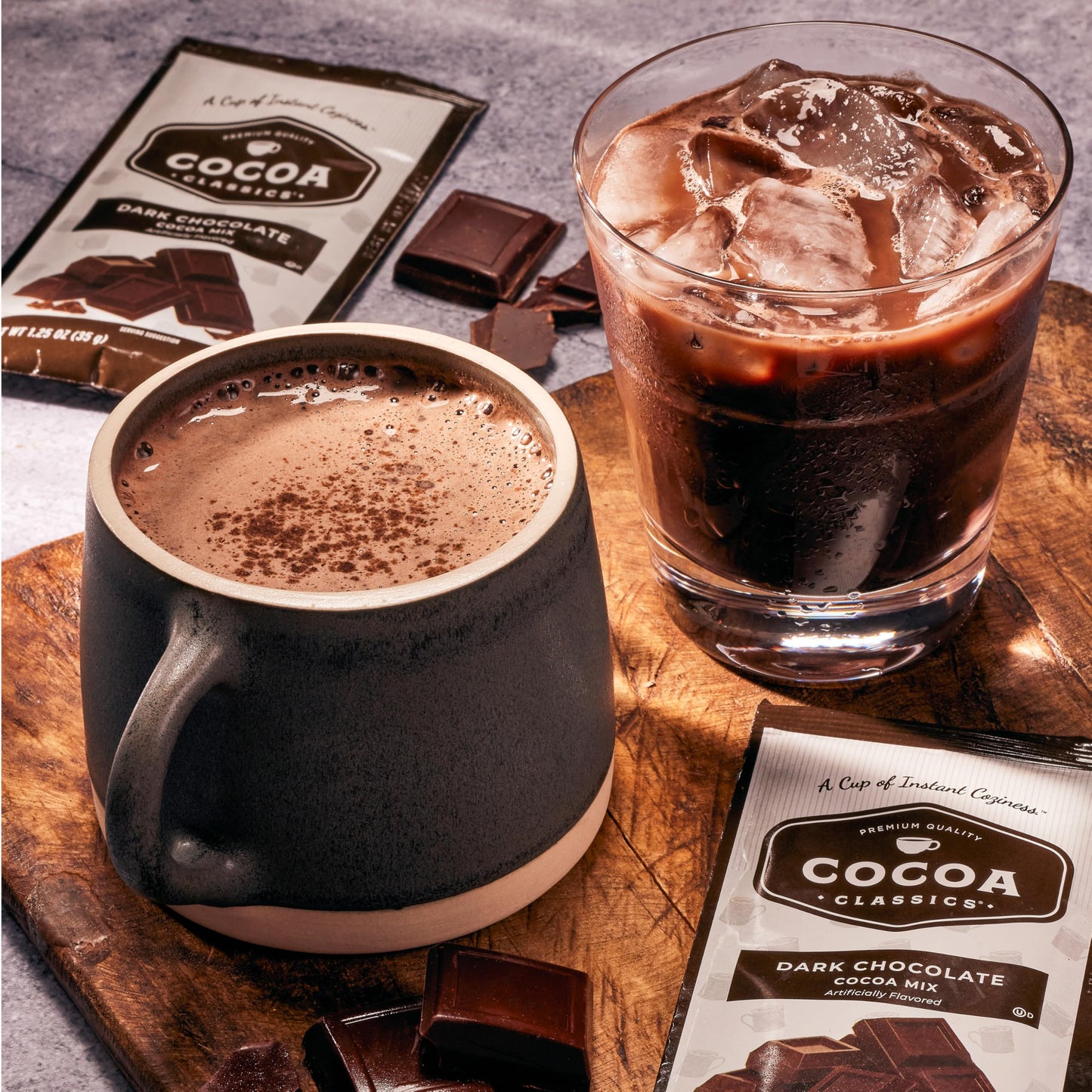 Cocoa Classics Dark Chocolate Cocoa Mix  Sweet  Smooth  Intense Dark Chocolate Flavored  Make Hot or Iced Cocoa  Gluten Free  Kosher Dairy Friendly  1.25oz Packets (Pack of 36)