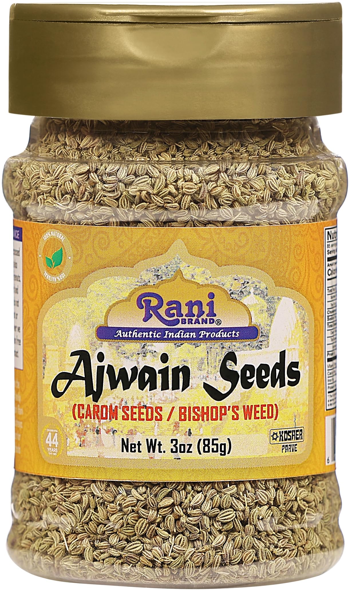 Rani Ajwain Seeds Whole - All Natural, Vegan, Gluten Friendly, NON-GMO, 3oz (85g) PET Jar - Indian Origin
