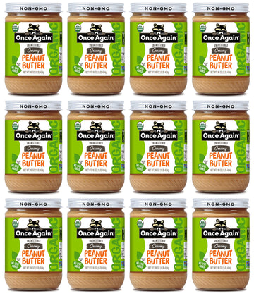 Once Again Organic Creamy Peanut Butter, 16oz - Salt Free, Unsweetened - USDA Organic, Gluten Free Certified, Vegan, Kosher - Gl