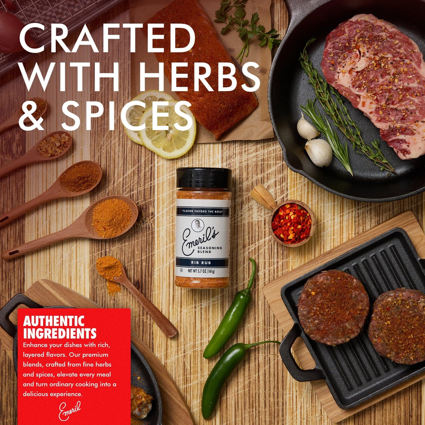 Emeril Lagasse 5 Oz, 3-Pack And 6-Pack Seasoning Blend: Original Essence, Cajun, Blackened, Chicken Rub, Steak Rub And Rib Rub Best Seasonings And Spices For Cooking (Rib Rub - 6Pk)