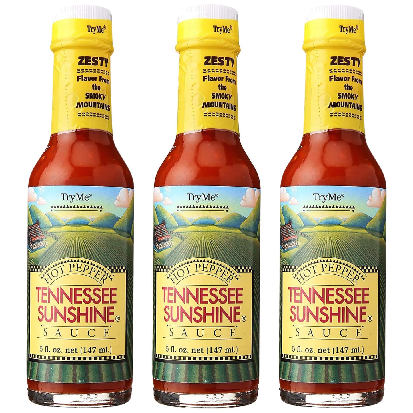Try Me Tennessee Sunshine Hot Pepper Sauce, 5oz Bottle (Pack of 3)