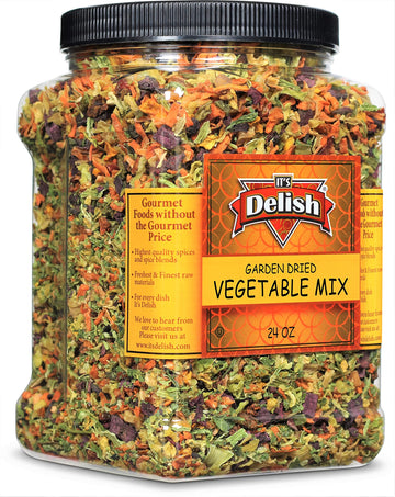 Garden Vegetable Soup Mix By Its Delish, 24 Oz Jumbo Container | Natural Dehydrated Vegetables For Ramen Noodles, Soup Greens Wi