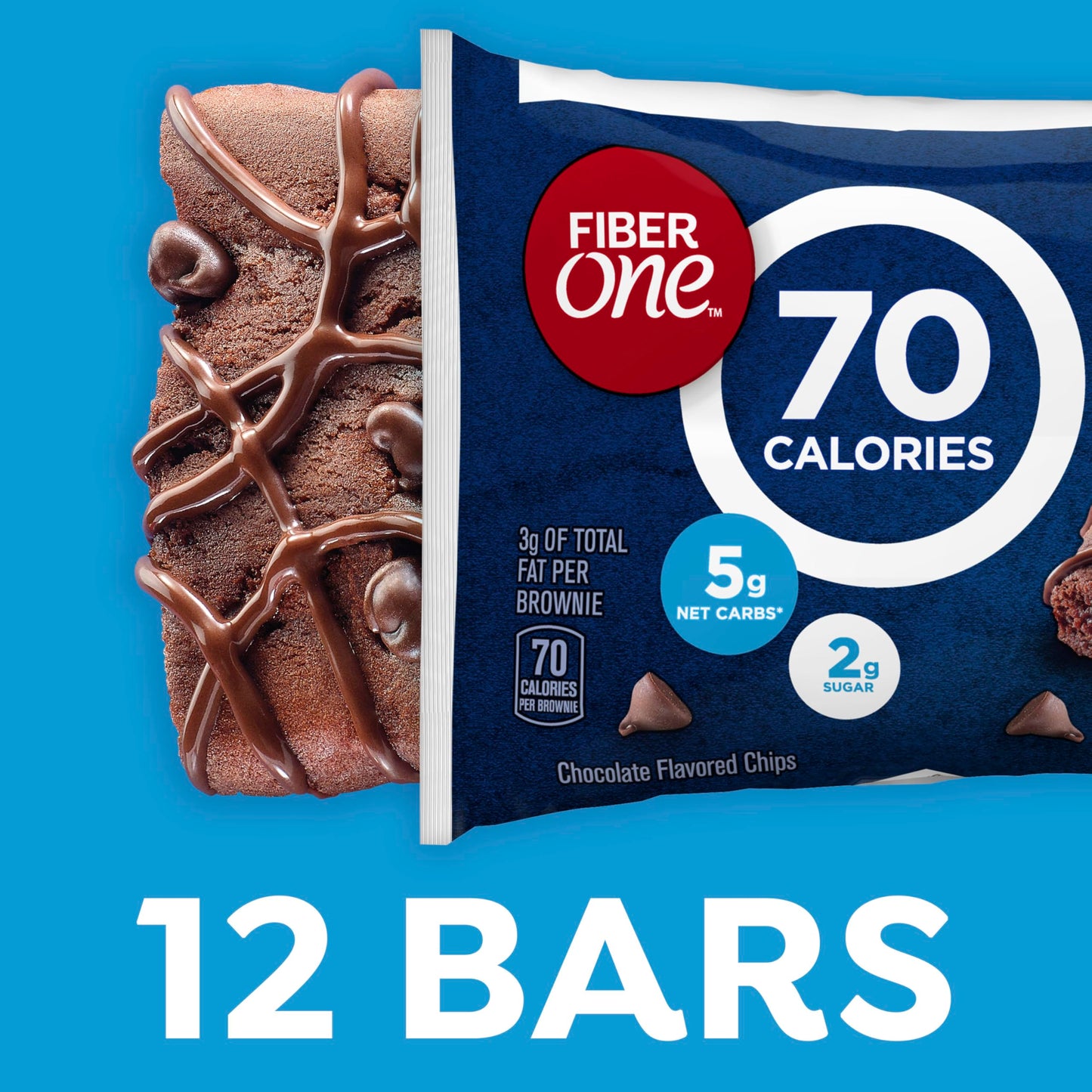 Fiber One 70 Calorie Brownies, Chocolate Fudge, Snack Bars, Value Pack, 12 Bars, 10.6 Oz (Pack Of 4)