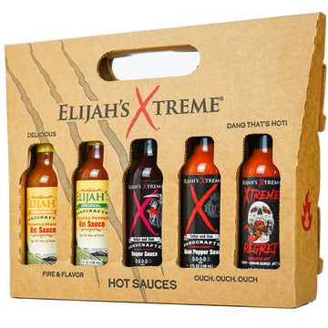 Elijah'S Xtreme Hot Sauce Gift Sets - 5 Pack Award Winning Hot Sauce Sampler Includes Mango Habanero Sauce, Roasted Jalapeno Cay