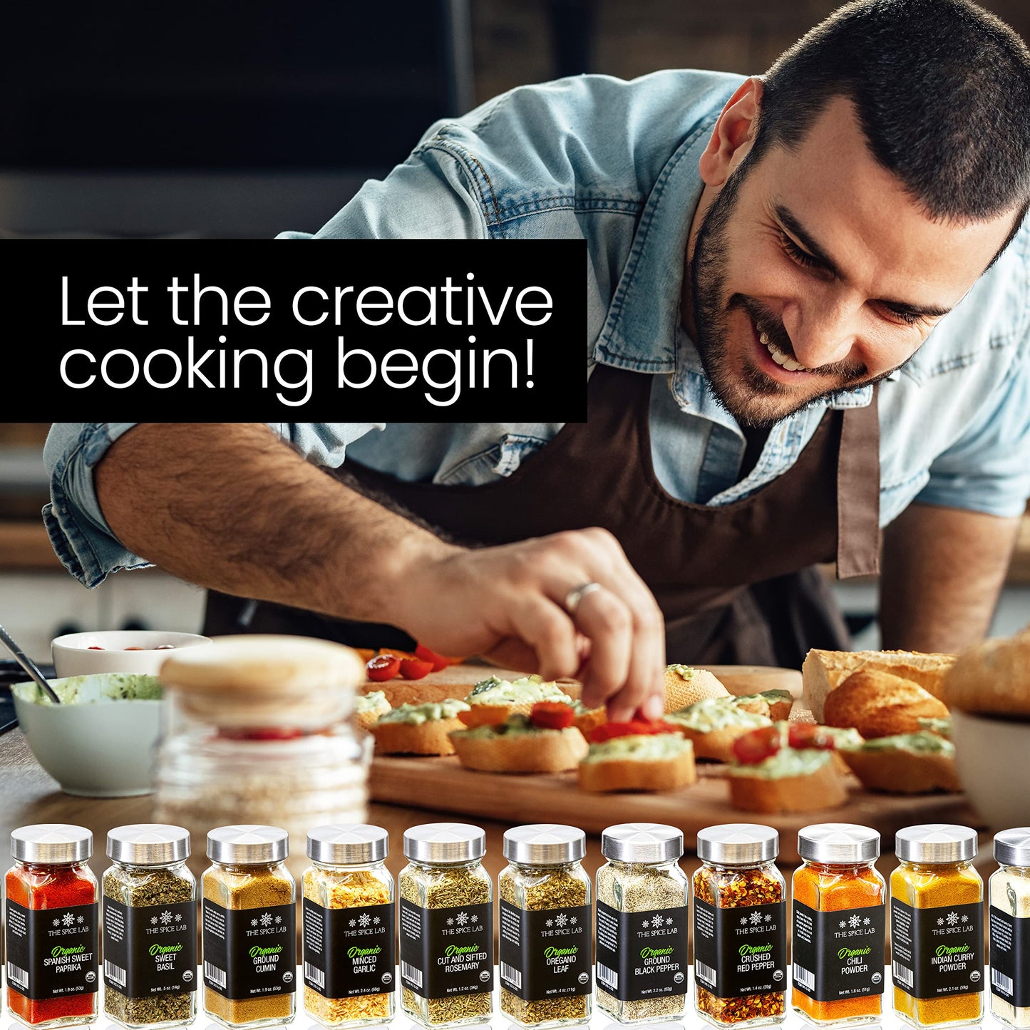The Spice Lab Complete Organic Spices And Seasonings Set - 18 Jar Spice Kit Variety Pack - Complete Starter Set Great Bbq, Grilling And Gift Sets - Ultimate Culinary Cooking Spices Set