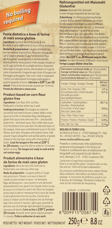 Le Veneziane Gluten Free Lasagne Sheets 250G
