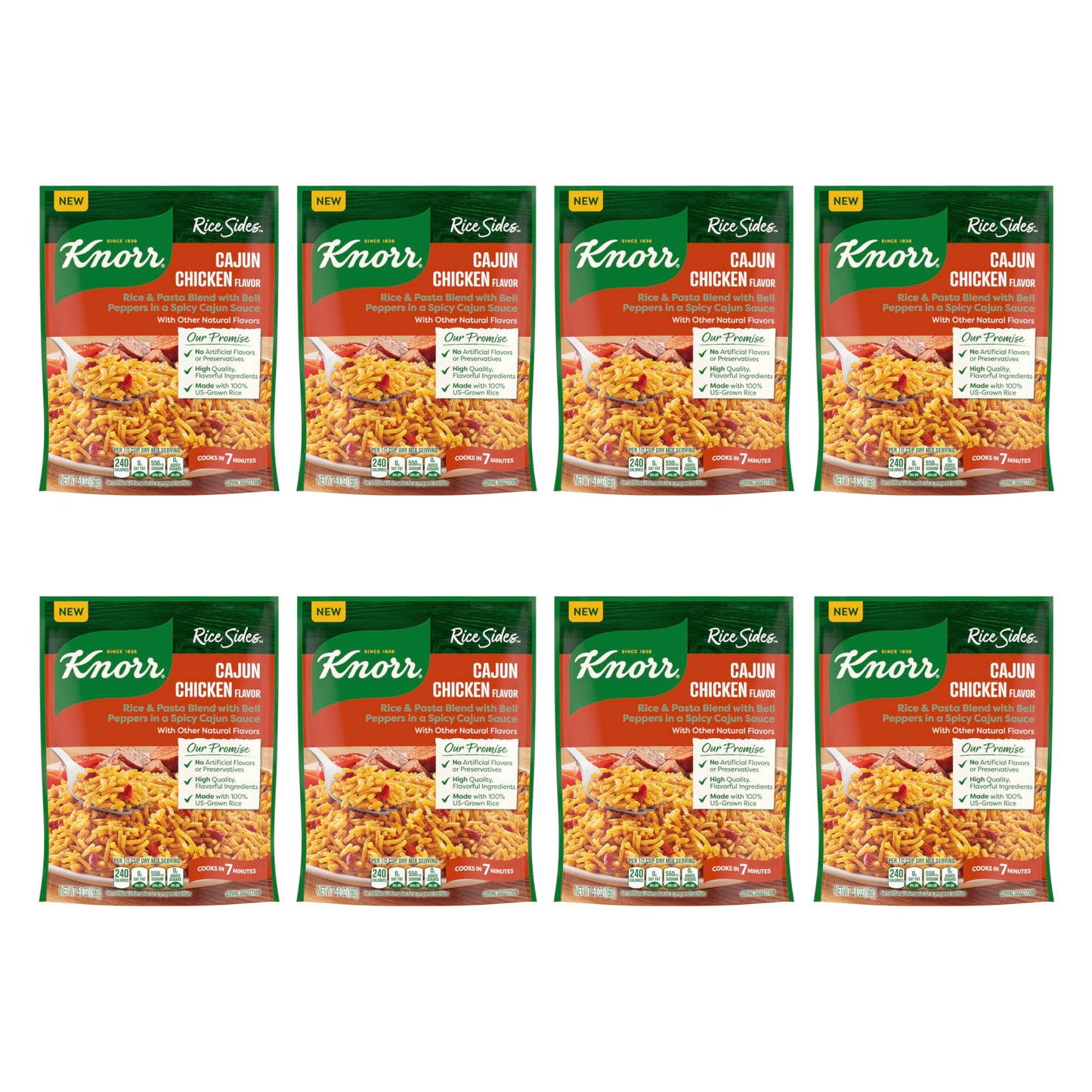 Knorr Rice Sides Cajun Chicken Flavor Rice, 8 ct, 5.8 oz, No Artificial Flavors or Preservatives, 100% U.S. Grown Rice