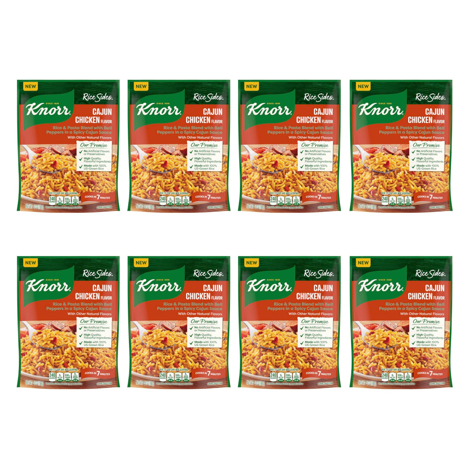Knorr Rice Sides Cajun Chicken Flavor Rice, 8 ct, 5.8 oz, No Artificial Flavors or Preservatives, 100% U.S. Grown Rice