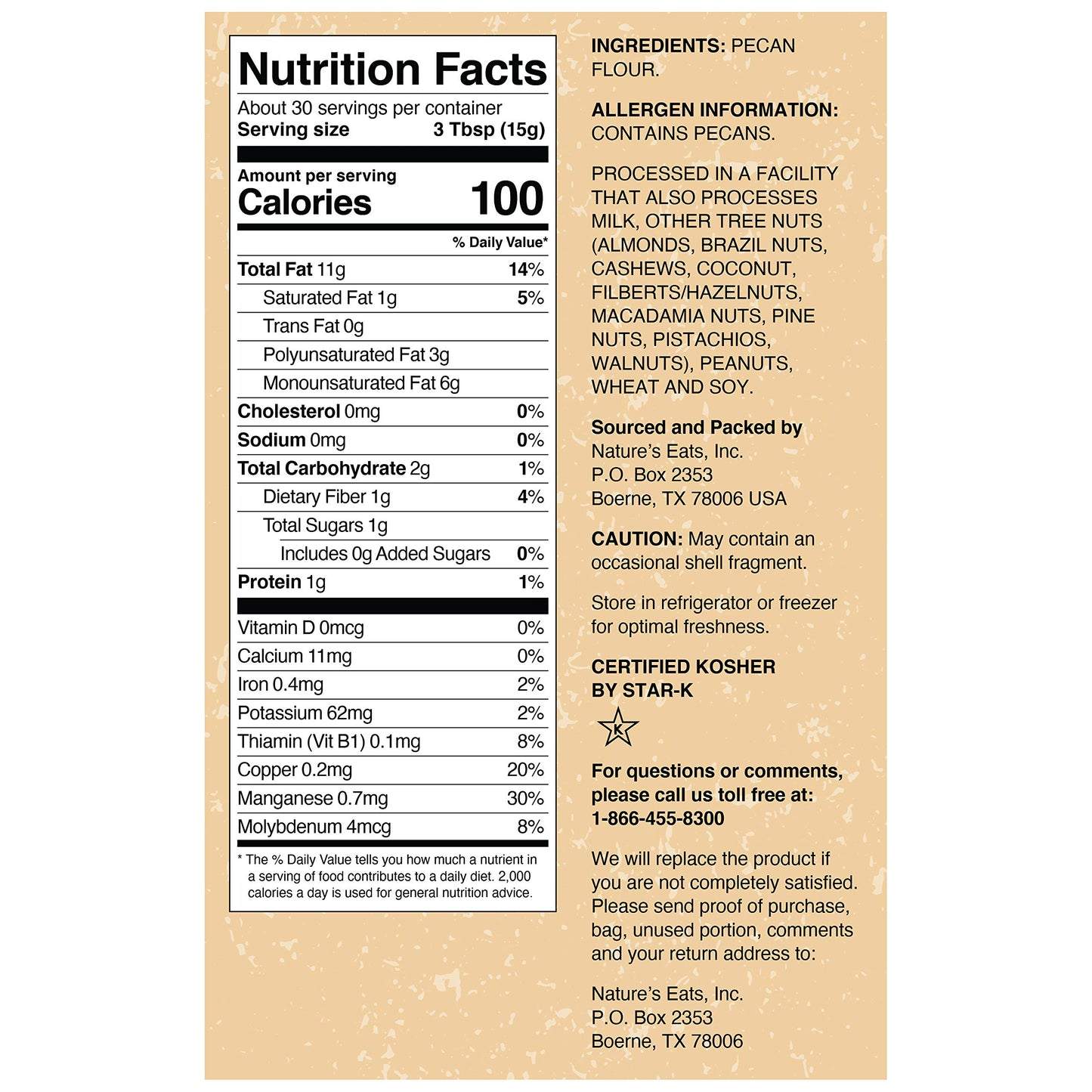 Nature s Eats Pecan Flour Finely Ground, 16 Ounce (Pack of 2)