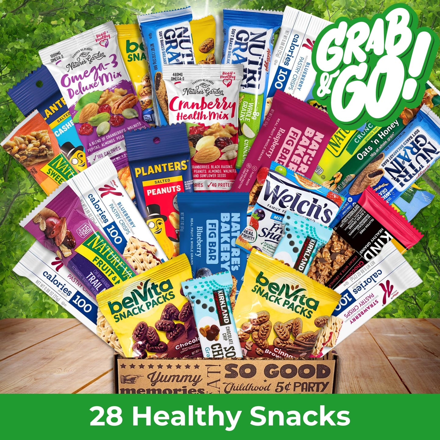 Healthy Snack Variety Box For Mature-Themeds - Deluxe Assortment With Granola Bars, Nut Mixes, And Fruit Snacks For Families, Office, Gifts, And Travel (28 Count)