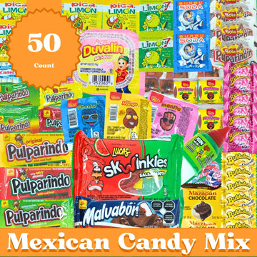 Mexican Candy Variety Pack 50 pieces, Authentic Dulces Mexicanos, Mexican Snacks, Includes Vero, Lucas, Pulparindo. Spicy, Sweet