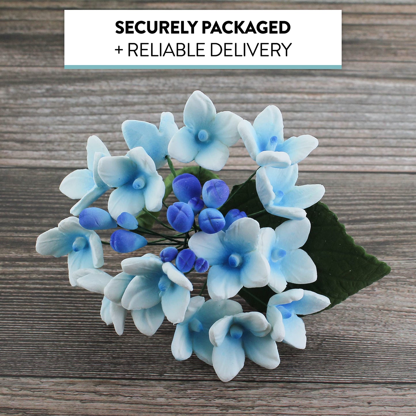Global Sugar Art Hydrangea Blossoms Spray Sugar Cake Flowers, Blue/Purple, 4 Count By Chef Alan Tetreault