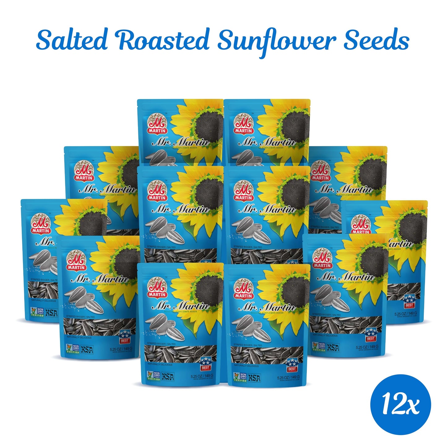 MR. MARTIN Freshly Roasted Salted Sunflower Seeds To Eat-Non-GMO, Crunchy, Delicious, Vegan, Kosher, Keto Friendly Snack- 5.25 O