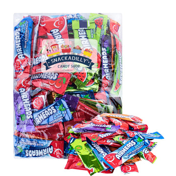 Airheadz Mini Bars Assortment - Cherry, Orange, Lime, Blue Raspberry, & White Mystery Flavors 1.5Lb Bag Packaged By Snackadilly