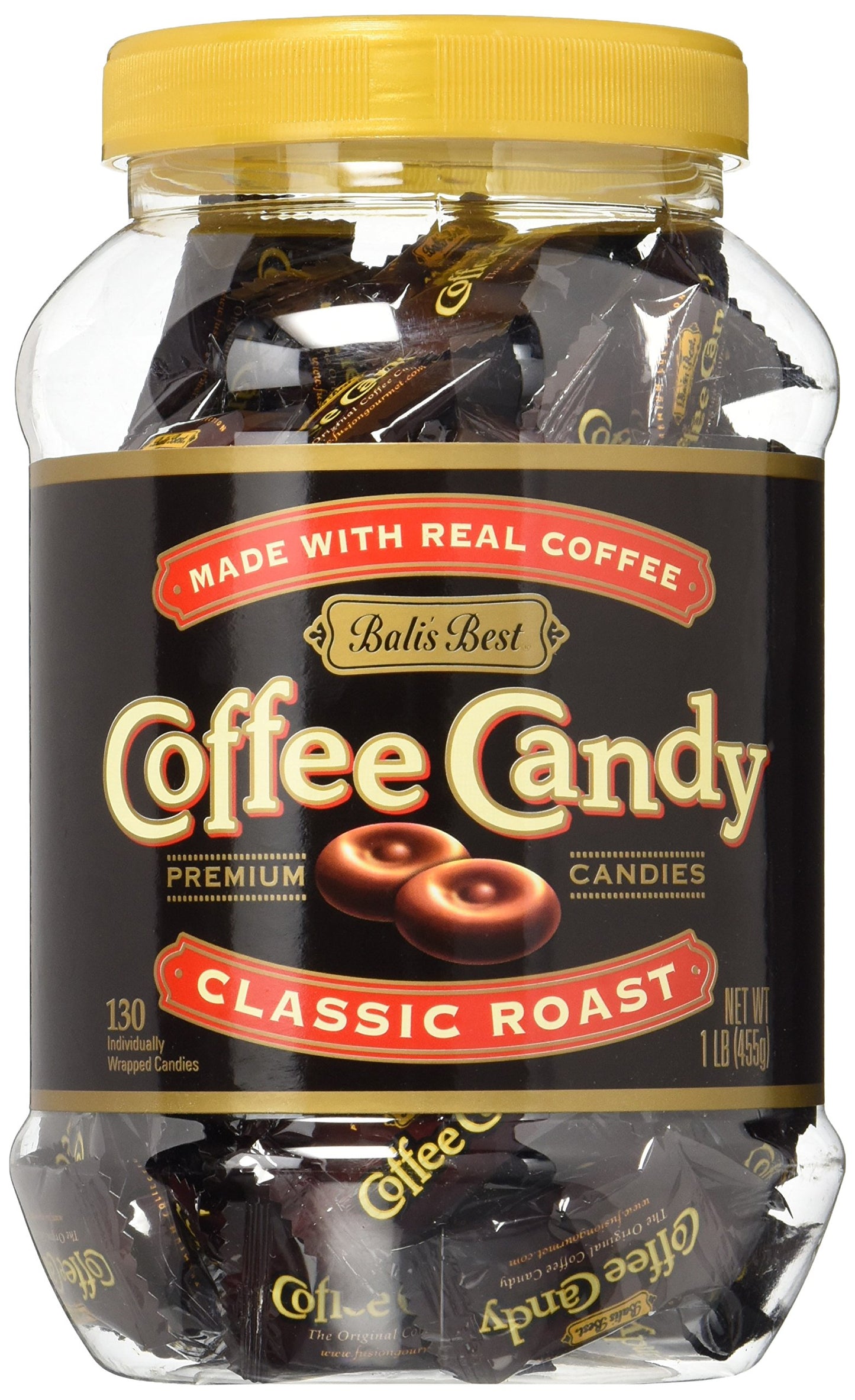 Balis Best Coffee Candy, Individually Wrapped, 1 Pound Jar, Brown, 130 Count