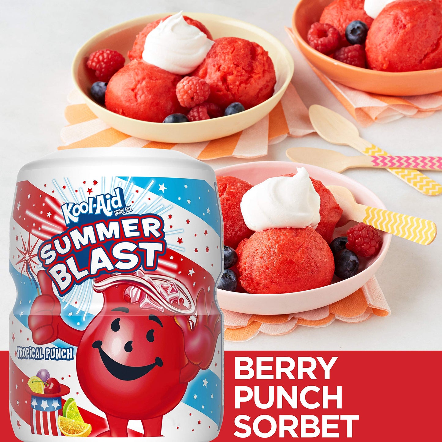 Kool-Aid Tropical Punch Powdered Drink Mix, 19 oz Canister, Sugar Sweetened, Pack of 1