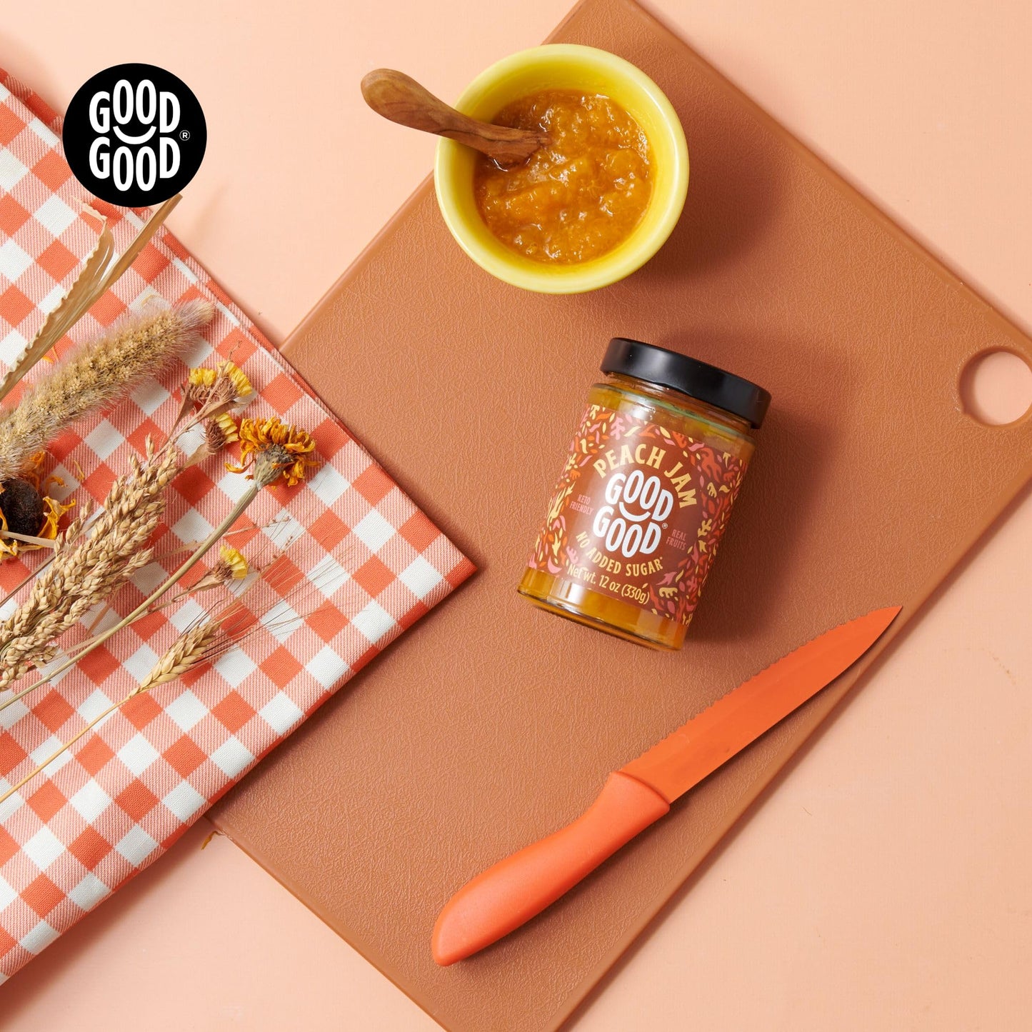 Good Good Sweet Peach Jam - Low Calorie, Low Carb & No Added Sugars - Keto Friendly Jelly - Vegan - Gluten Free - Preserves - 12 Ounce (Pack Of 1)