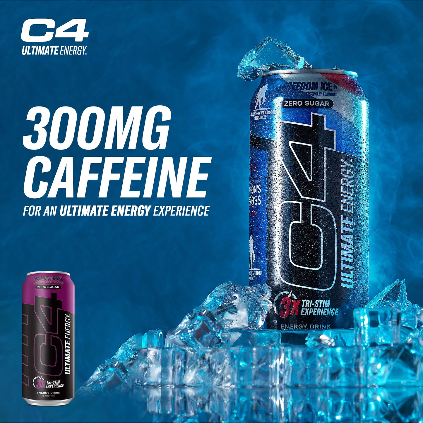 Cellucor C4 Ultimate Pre Workout Energy Drink, Sugar Free, 300mg Caffeine, Atomic G , 16 Fl Oz (Pack of 12)