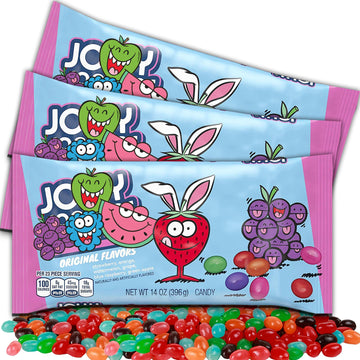 JolliRancher Jelly Beans Candy, Bulk 3 Pack Jelly Beans Candy Bags, 5 Assorted Original Fruit Flavors Kids Gummy Candy, Party Ba