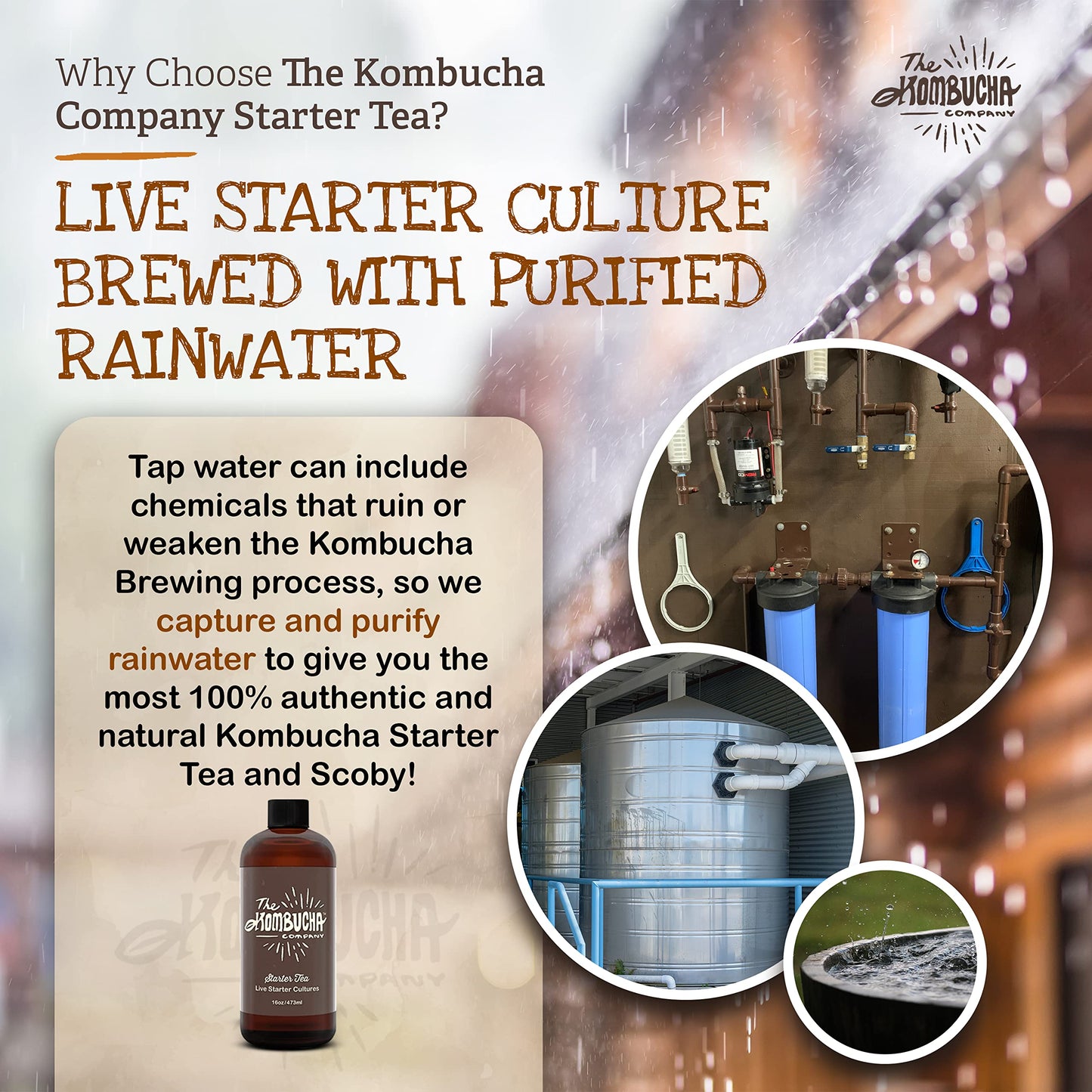 Kombucha Starter Tea | Grow Scoby From Scratch | 16 Oz Bottle | Live Cultures For Brewing 1 Gallon Of Homemade Kombucha Tea | By