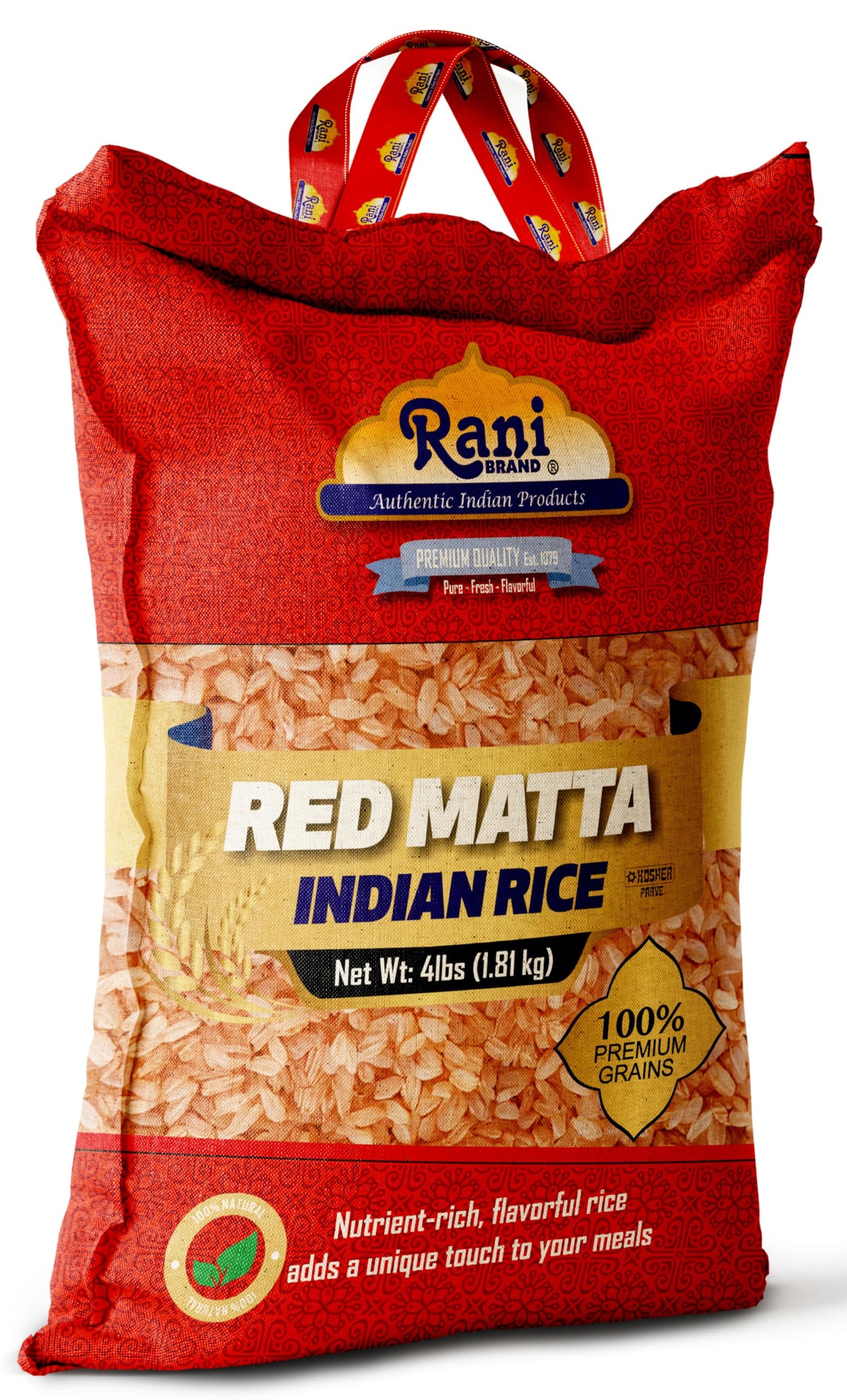 Rani Red Matta Indian Rice 64oz (4lbs) 1.81kg Cloth Bag ~ All Natural | Gluten Friendly | Vegan | Kosher | Export Quality | Indi