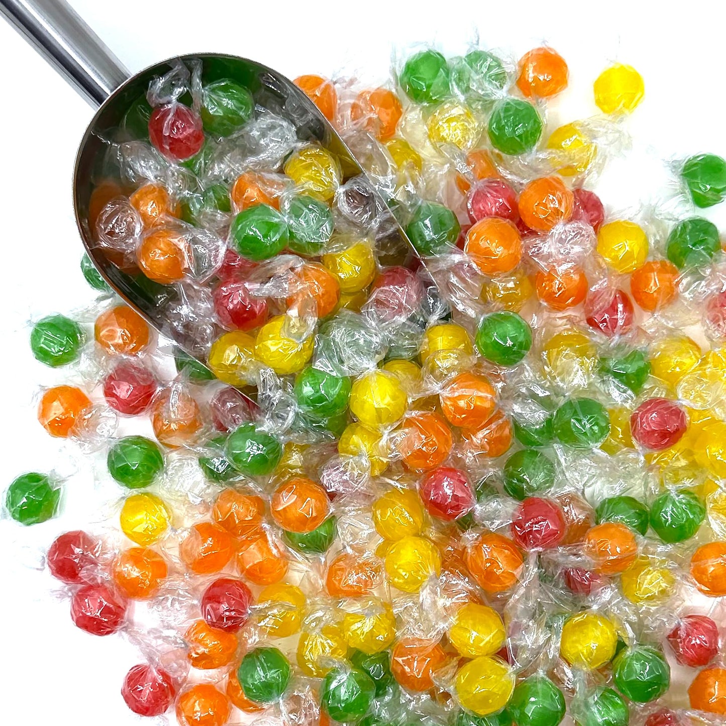 Sour Balls Hard Candy - 1 Pound Individually Wrapped - Bulk Assorted Fruit Candies - Orange, Lemon, Strawberry, Cherry, Green Ap