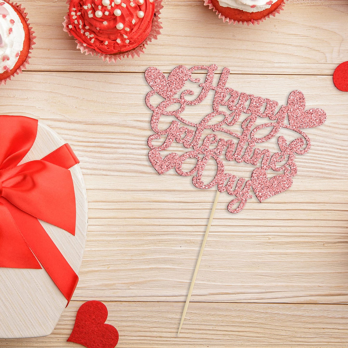 Gyufise 1Pc Happy Galentine'S Day Cake Topper Glitter Sweet Love Valentines Day Cake Topper Decorations For Valentine'S Day Them