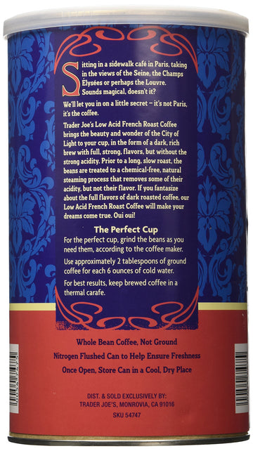 Trader Joe'S Low Acid French Roast Coffee - 13 Oz. (Dark Roast, Whole Bean)