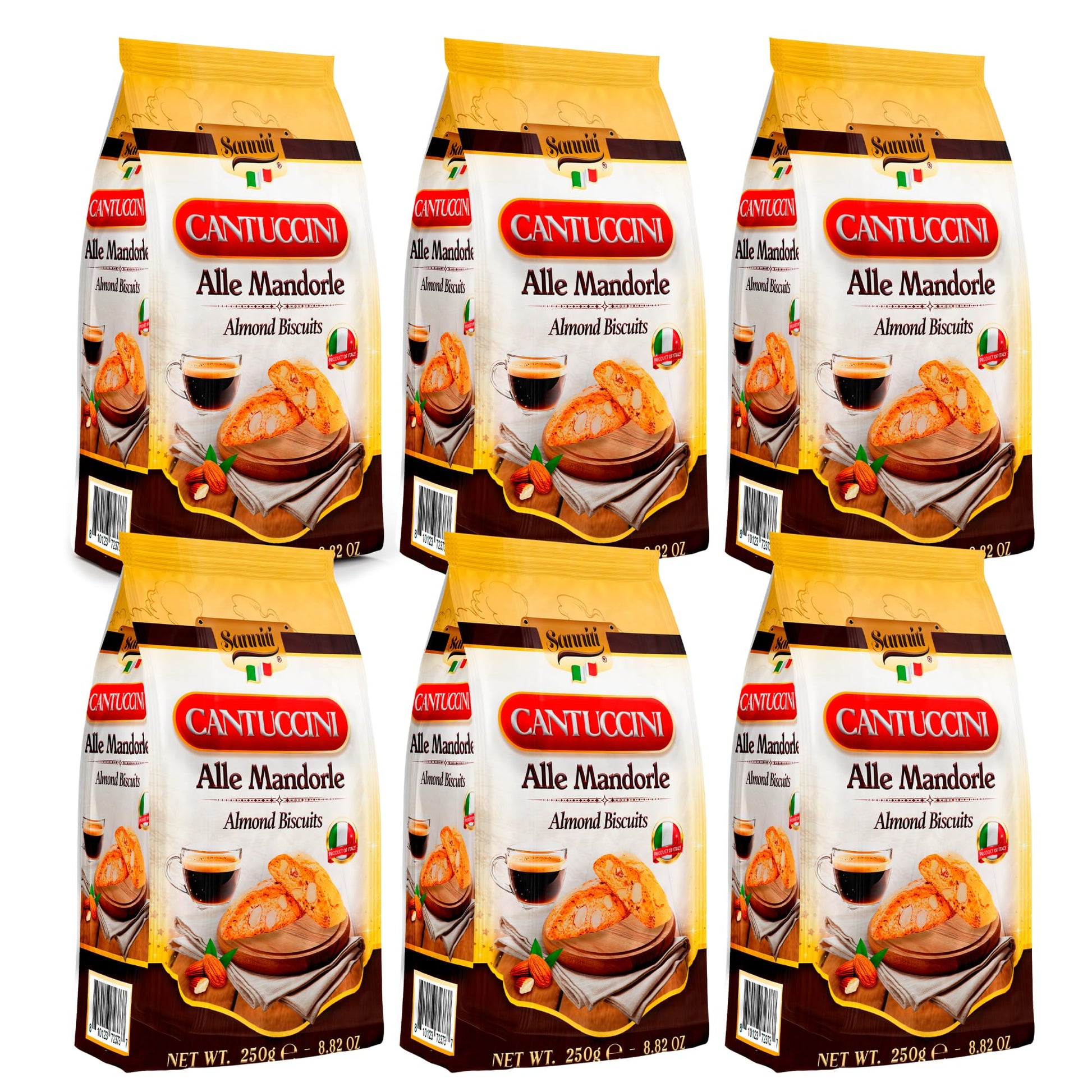 Sanniti Cantuccini Almond Biscuits | Traditional Italian Cookies With Almonds | Product Of Italy  8.8 Oz (250G) (Pack Of 6)