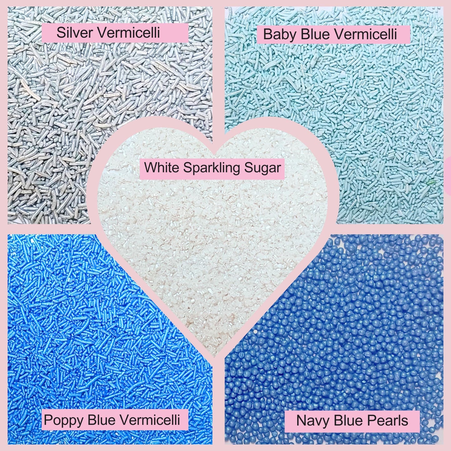 Confect Blue Sprinkles Mix – 5 Oz, Multicolor with Navy Dragees, Silver, Baby Blue Jimmies & White Sparkling Sugar, Vegan & Gluten-Free