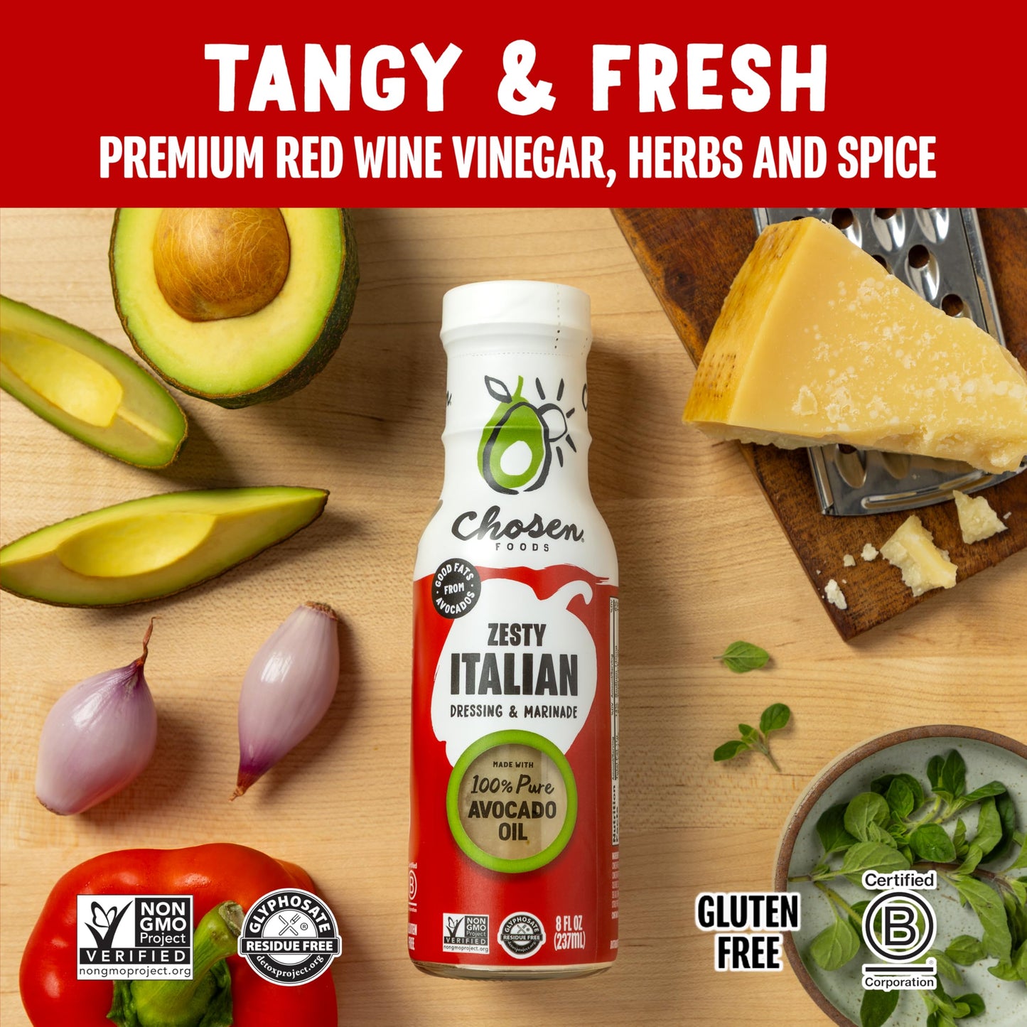 Chosen Foods Zesty Italian Dressing and Marinade, 8 oz, with Recipe e-Book Bundle