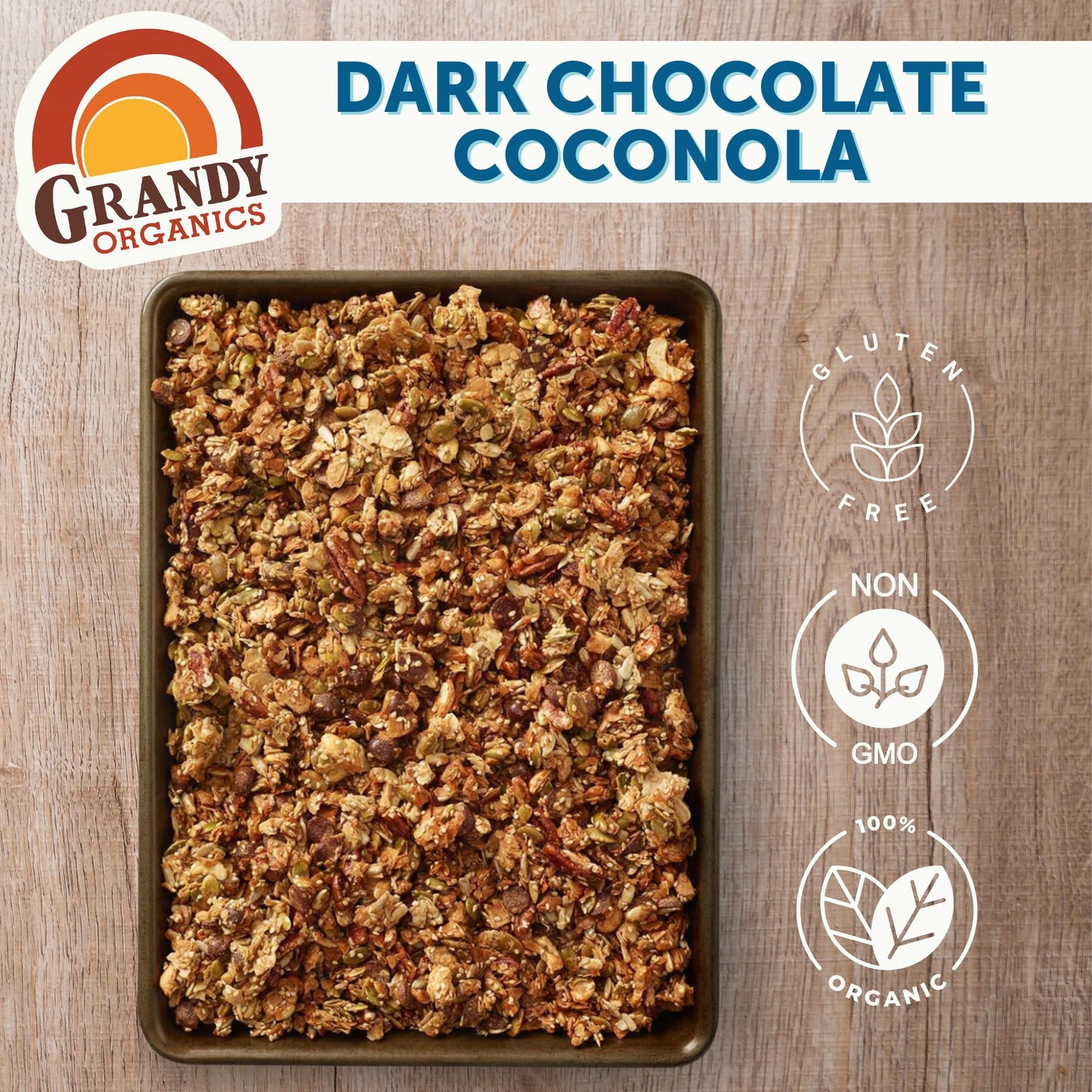 Grandy Organics Coconola Granola Variety Flavors, Original, Chocolate & Peanut Butter, Certified Organic Granola, Gluten Free, G