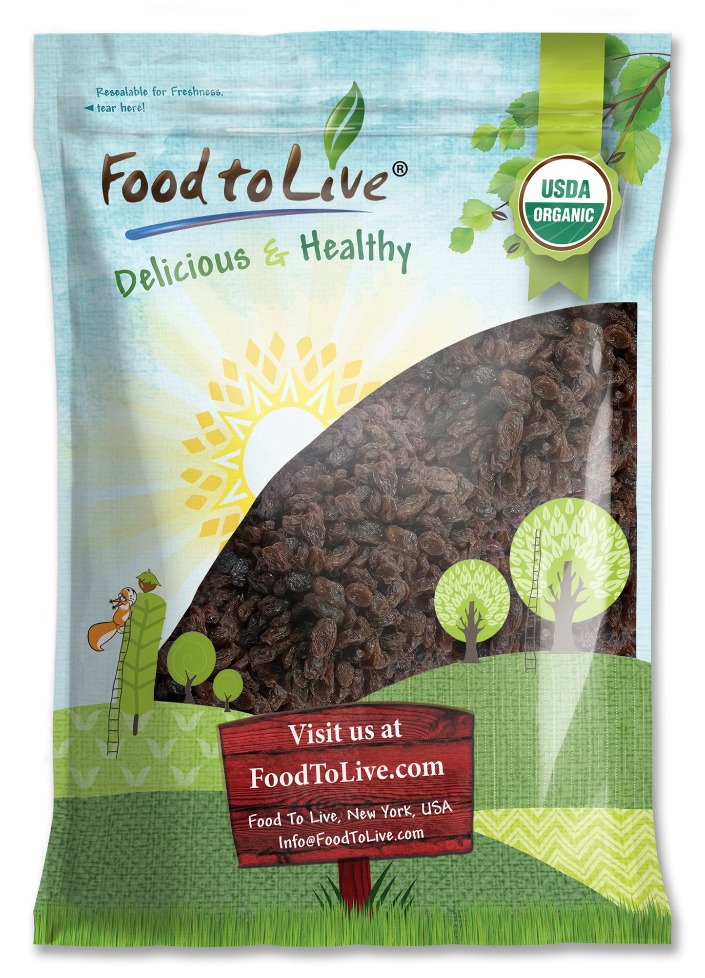 Food to Live California Organic Raisins, 12 Pounds - Thompson Seedless Select, Sun-Dried, Non-GMO, Kosher, Unsulphured, Bulk, No