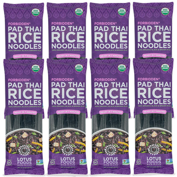 Lotus Foods Organic Forbidden Rice Pad Thai Noodles - Asian Style Noodles For Pho Or Stir Fry, Gluten Free, Vegan, Whole Grain, Non Gmo, Serve Hot Or Cold - 8 Oz (Pack Of 8)