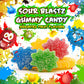 SOURZAP Sour Gummy Candy - Assorted Fruit Flavors - 8-Ounce Pack - Blue Raspberry, Tutti-Frutti, Green Apple, Strawberry