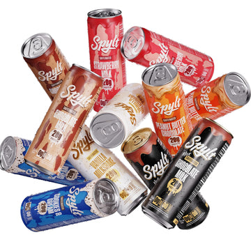 Spylt High Protein Milk - 6 Flavor Variety Pack with 60mg Caffeine & 20g Protein - 90 Calories  Ready to Drink  Sugar Free  Lactose Free Milk  Perfect for Workout Recovery & Afternoon Pick Me Up - 12 Count